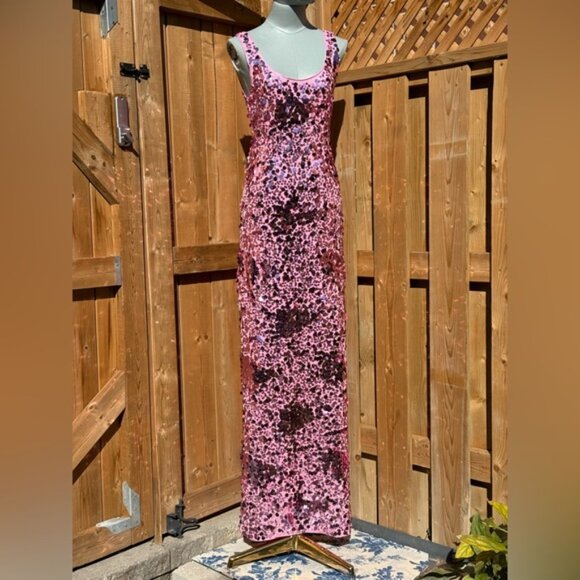 🆕 SIMKHAI 🧿 NWOT Bex Sequined Embellished Maxi Dress, Sorbet Pink- Sz US 0 - Picture 2 of 16